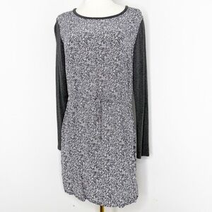 Lou & Grey Black White Print Long Sleeve Dress Size Small